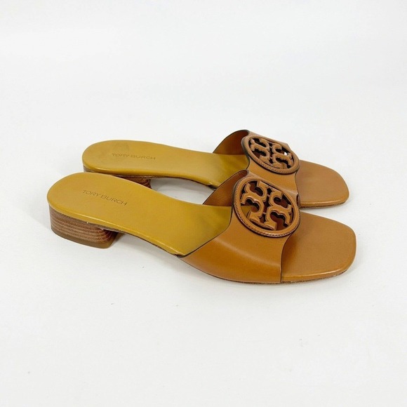 Tory Burch Bombe Miller Slide Sandal Cognac Size 7.5 Caramel Corn Brown - Picture 3 of 5